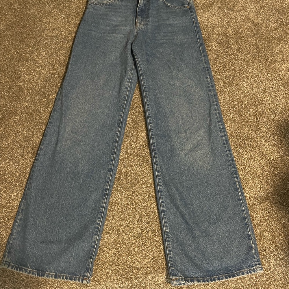 Zara Blue Flare Wide Leg Jeans